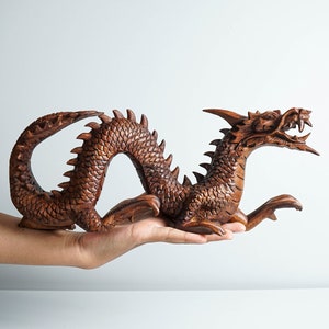 Glücksdrachen Figur, Feng Shui Drache, Legendäres Tier, Handgefertigte Skulptur, Mystisches Tier, Statue, Wohnzimmer Dekor, Weihnachtsdekoration