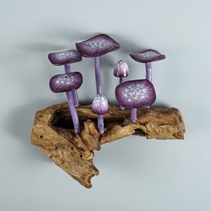 Art champignon suspendu violet, statue murale, champignon féerique, miniature, fait main, décoration forêt, coffret cadeau, décoration de chambre, cadeau pour mère