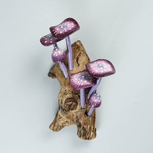 Purple Hanging Mushroom Miniature, Wall Art, Statue, Fairy Mushroom, Magical, Forest, Interior Decor, Patio Decor, Birthday, Memorial Gift