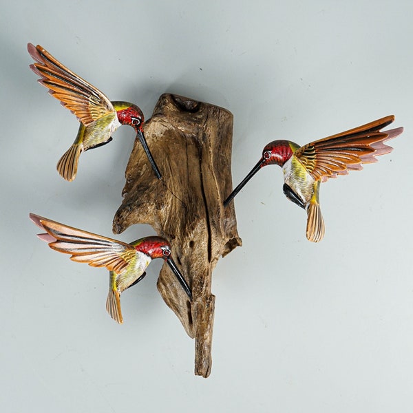 Hummingbird Wall Decor, Hanging Statue, Family, Bird on a Tree, Unique Sculpture, Colibri, Wall Decor, Christmas Decoration, Gift for Mother