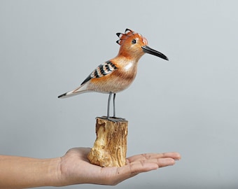 Eurasian Hoopoe, Wooden Bird Statue, Painted Wood Carving, Handcrafted, Animal Statue, Hudhud Eurasia, Unique Art, Room Decor, Gift for Her