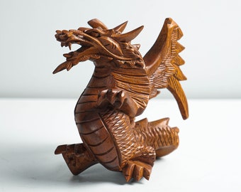 Wooden Dragon Statue, Unique Sculpture, Chinese Dragon, Mystical Animal, Unique Statue, Handmade, Home Decor, Gift for Her, Birthday Gift