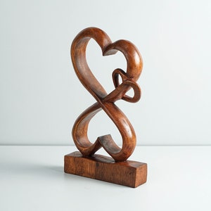 Heart Shape Abstract Statue, Love Statue, Wooden Modern Art, Wood Carving, Unique, Modern Abstract, Gift for Him, Birthday Gift for Mother image 6