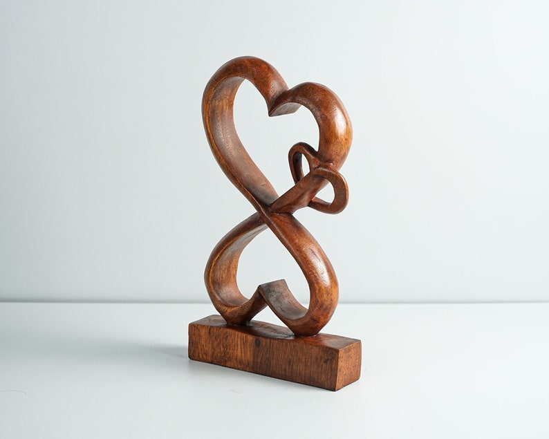 Heart Shape Abstract Statue, Love Statue, Wooden Modern Art, Wood Carving, Unique, Modern Abstract, Gift for Him, Birthday Gift for Mother image 6