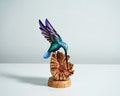 Green Hummingbird Statue, Painted Sculpture, Wood Carving Figure, Bird Statue, Handcrafted, Colibri, Table Decor, Grandma Gift, Gift for Her product logo