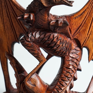 Small Dragon Statue, Mystical Animal, Wooden Dragon, Wood Carved Fantasy, Unique Statue, Interior Decor, Cottagecore Decor, Gift for Him image 8