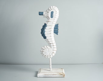 Wooden Seahorse Sculpture, Handcraft, Fish Wood Carving, Exotic, Marine Life, Nautical Statue, Room Decor, Gift for Him, Gift for Sister
