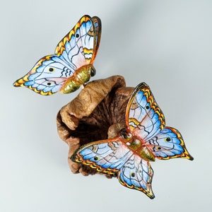 Couple Blue Butterfly Sculpture, Duo figurine, Wall Art, Wall Decor, Painted Statue, Butterfly Ornaments, Wedding Decor, Couple Gift image 1