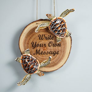 Custom Wood Sign, Family Name Sign, Door Hanger, Handmade, Brown Turtle, Outdoor Decor, Wood Carving, Couple Wall Art, Christmas Decor