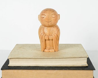 Wooden Jizo Statue, Buddha Sculpture, Antique, Wood Figurine