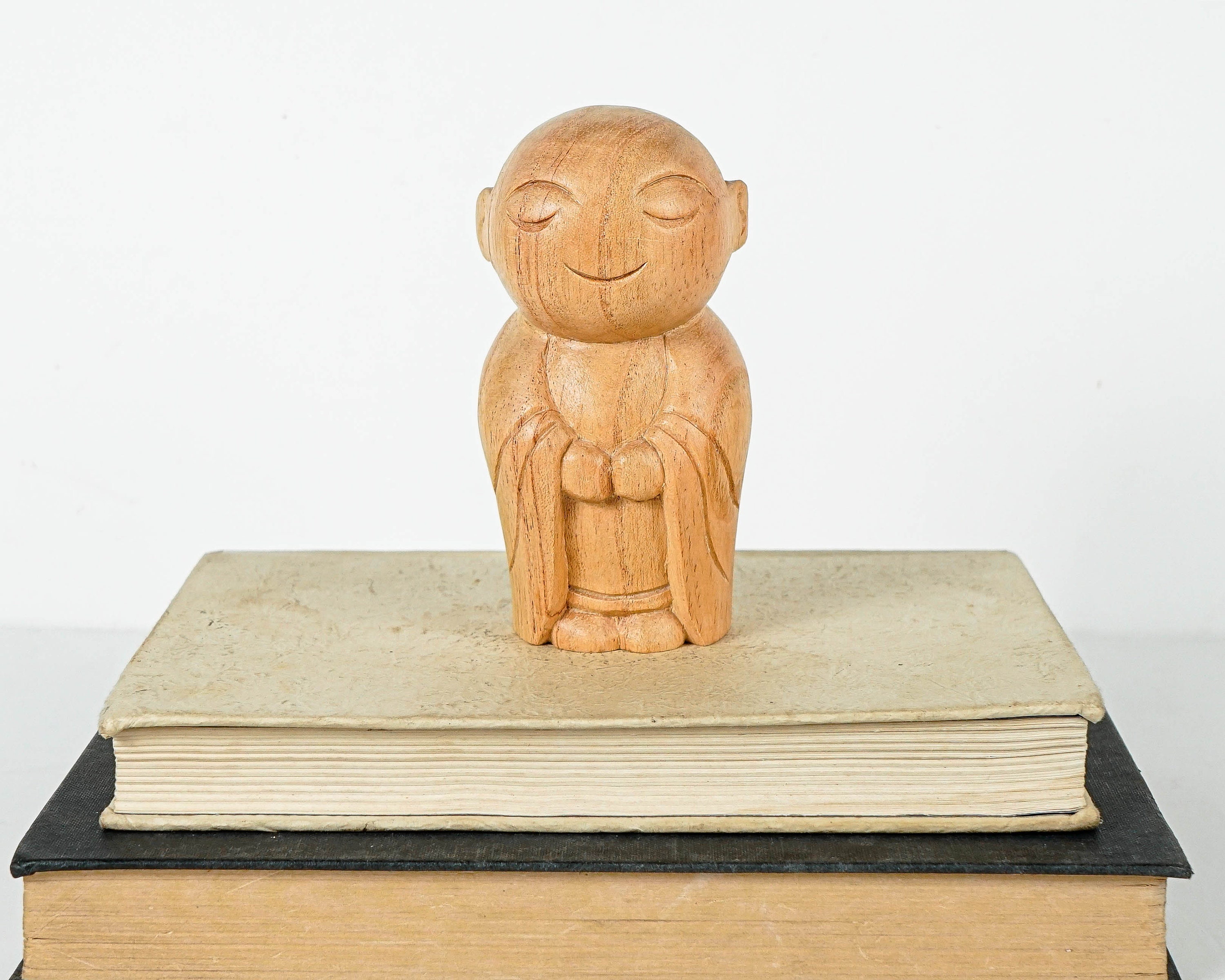 Wooden Jizo Statue, Buddha Sculpture, Antique, Wood Figurine