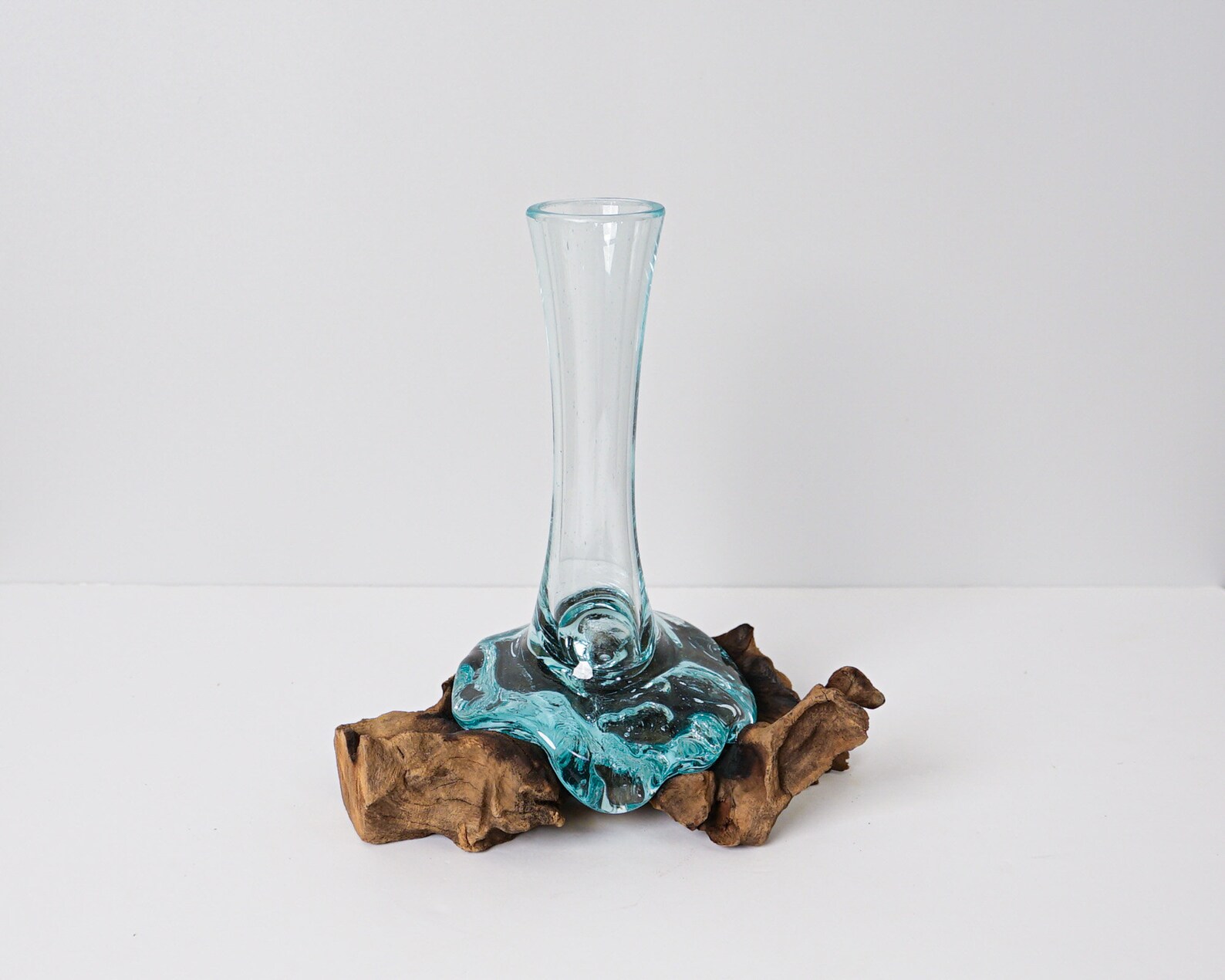 Blown Glass on Driftwood Vase Gamal Molten Glass Etsy UK