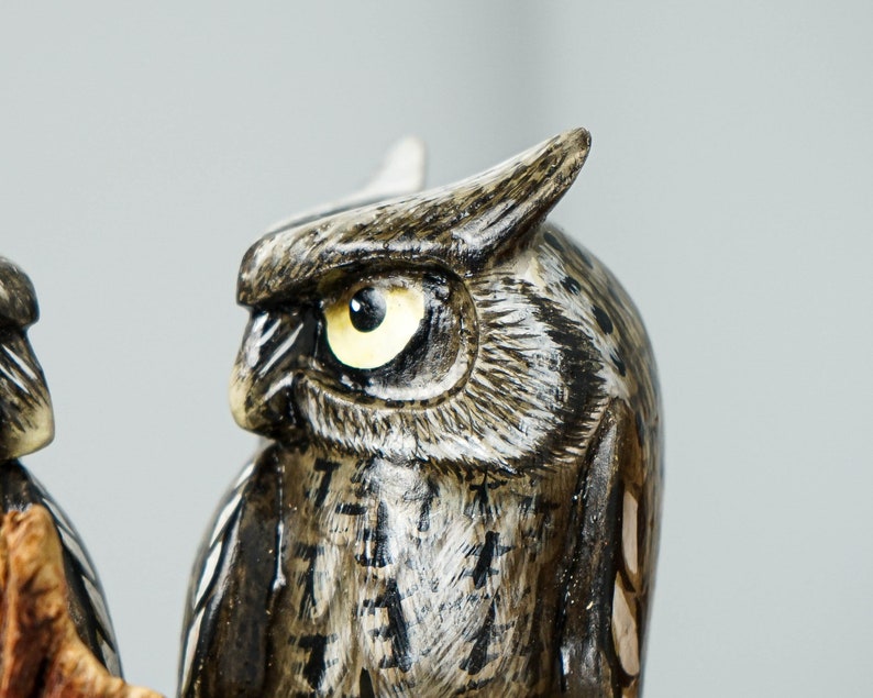 Owl Couple on a Tree Branch Wall Decor, Wall Art, Painted Figurine ...