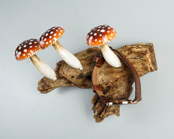 Red Mushroom Wall Hook, Wooden Decor, Amanita, Art, Natural Piece