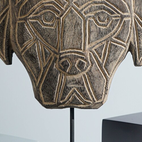 Dog Face of Timor Wall Art, Dog on Stand, Wood Carving, Animal Statue, Traditional Art, Hanging Figurine, Office Decor, Gift shops for Father