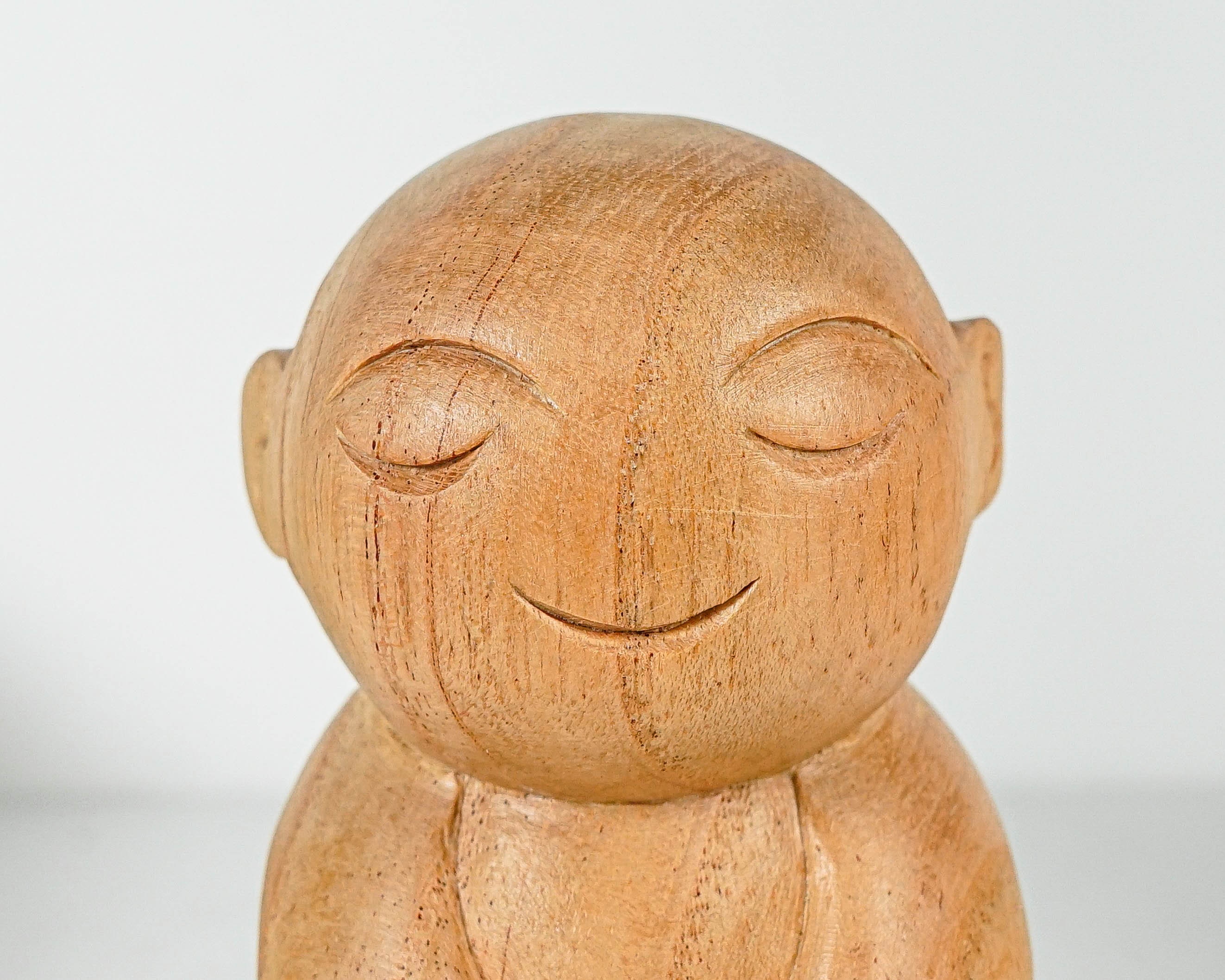 Wooden Jizo Statue, Buddha Sculpture, Antique, Wood Figurine