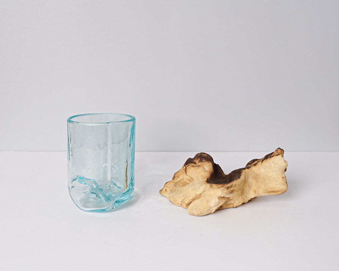 Blown Glass on Driftwood Vase Molten Glass Terrarium Hand Etsy