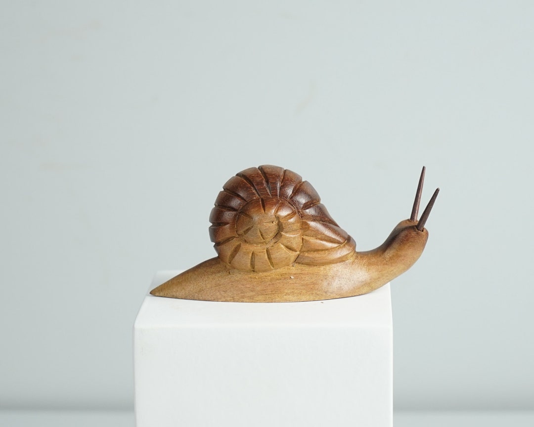 木製カタツムリの置物、動物の像、木彫り、手作り、天然、ユニークな