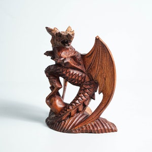 Small Dragon Statue, Mystical Animal, Wooden Dragon, Wood Carved Fantasy, Unique Statue, Interior Decor, Cottagecore Decor, Gift for Him image 5