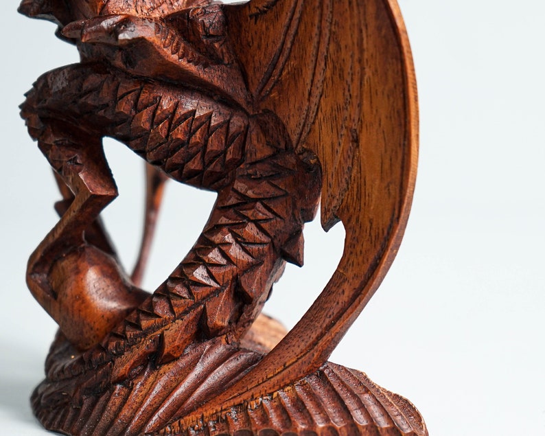 Small Dragon Statue, Mystical Animal, Wooden Dragon, Wood Carved Fantasy, Unique Statue, Interior Decor, Cottagecore Decor, Gift for Him image 10