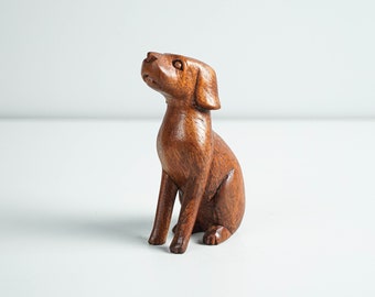 Wooden Dog Figurine, Animal Statue, Home Decor, Animal Ornament, Dog Decor, Office Decor, Handmade, Room Decor, Gift for Man, Gift for Dad