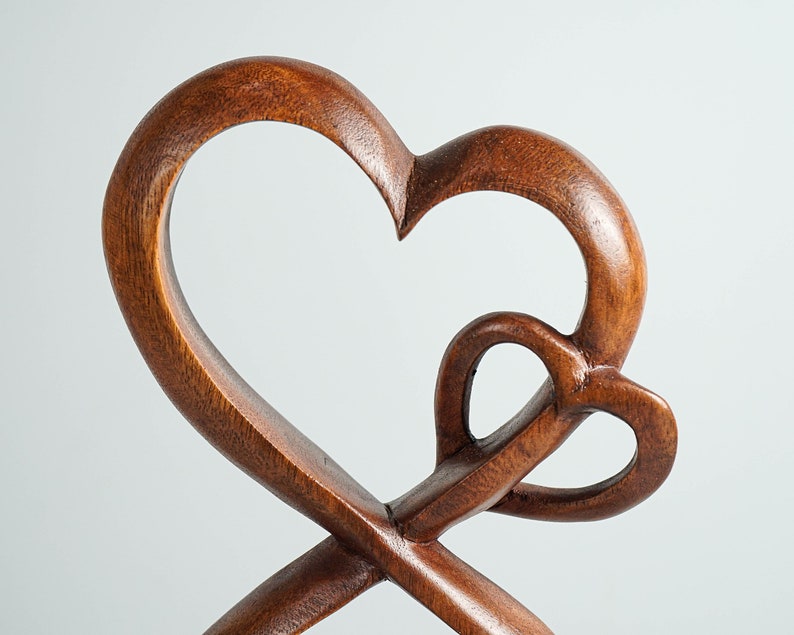 Heart Shape Abstract Statue, Love Statue, Wooden Modern Art, Wood Carving, Unique, Modern Abstract, Gift for Him, Birthday Gift for Mother image 8