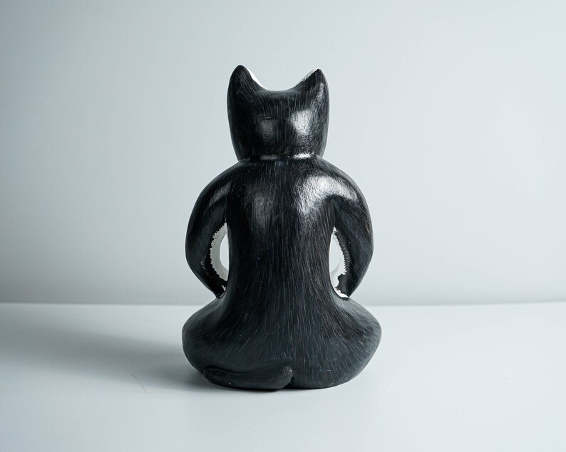 Figurine de chat méditant, statue colorée de yoga de chat, sculpture peinte, statue de pose de yoga, sculpture sur bois, décoration d'appartement, cadeau commémoratif image 7