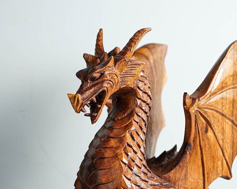 Dragon Statue Dragon Figurine Mythology Animal Wood Carving - Etsy