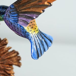 Blue Hummingbirds Statue, Colorful, Duo, Couple, Painted Sculpture, Wood Carving Figure, Bird Statue, Home decor, Wedding Decor, Lucky Gifts image 10