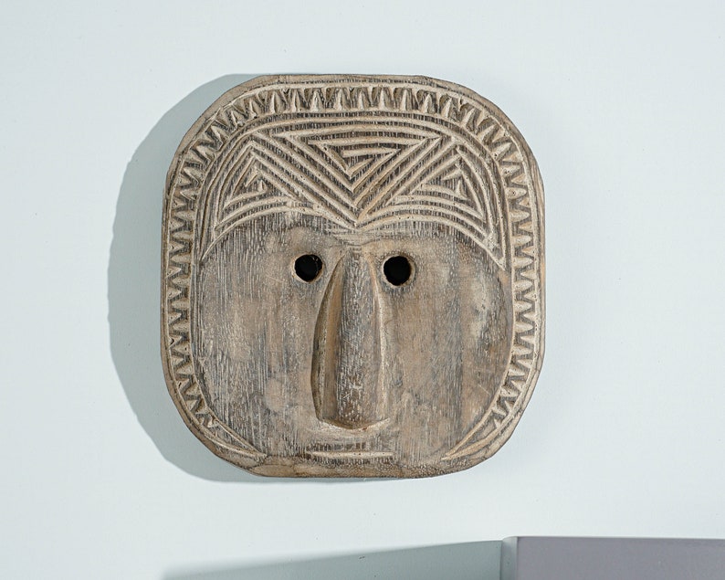 Traditional Mask Wall Art, Hanging Statue, Hand Carved, Wood Carving, Antique Sculpture, Kitchen shops Decor, Birthday Gift, Unique Wife Gift Idea