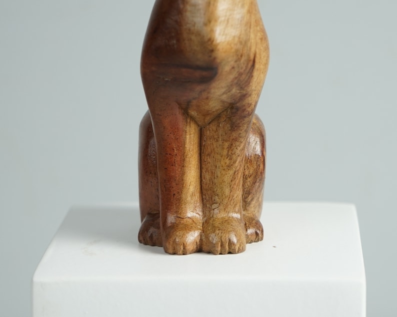 Wooden Cat Sculpture, Animal Statue, Wood Carving, Cat Lover, Handcrafted, Unique Figurine, Handmade Statue, Birthday Gift, Christmas Decor image 7