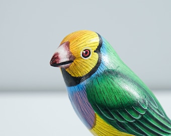 Vogelfigur, bemalte Holzschnitzerei, handgefertigter Holzvogel, Unikat, Tierfigur, Einzugsgeschenk, Schreibtischdeko, Geschenk für Mama