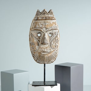 Mask of Timor Wall Decor, Mask on Stand, Ceremonial Statue, Sculpture, Traditional Art, Home Decoration, Halloween Decor, Gift Idea