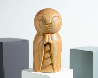 【在庫処分】 Wooden Jizo Figurine Wood Antique, Sculpture, Buddha Statue, 人形