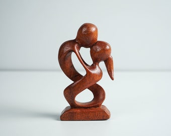 Romantic Couple Abstract Statue, Woooden Modern Art, Wood Carving, Handcrafted, Unique, Modern Abstract, Wedding Gift, Gift for Brother