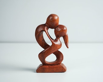 Romantic Couple Abstract Statue, Woooden Modern Art, Wood Carving, Handcrafted, Unique, Modern Abstract, Wedding Gift, Gift for Brother