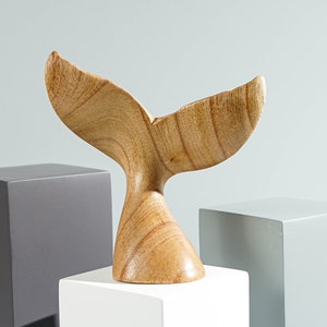 Wooden Whale Tail Sculpture, Family, Sea Life, Exotic Statue, Wooden Figurine, Mammal Wood Carving, Handmade Decor, Gift for Mother, Holiday