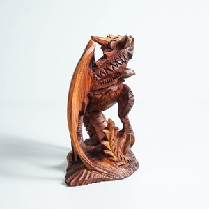 Small Dragon Statue, Mystical Animal, Wooden Dragon, Wood Carved Fantasy, Unique Statue, Interior Decor, Cottagecore Decor, Gift for Him image 7