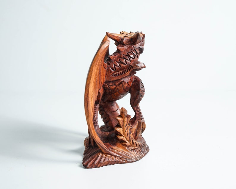 Small Dragon Statue, Mystical Animal, Wooden Dragon, Wood Carved Fantasy, Unique Statue, Interior Decor, Cottagecore Decor, Gift for Him image 7