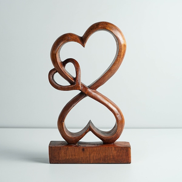 Heart Shape Abstract Statue, Love Statue, Wooden Modern Art, Wood Carving, Unique, Modern Abstract, Gift for Him, Birthday Gift for Mother