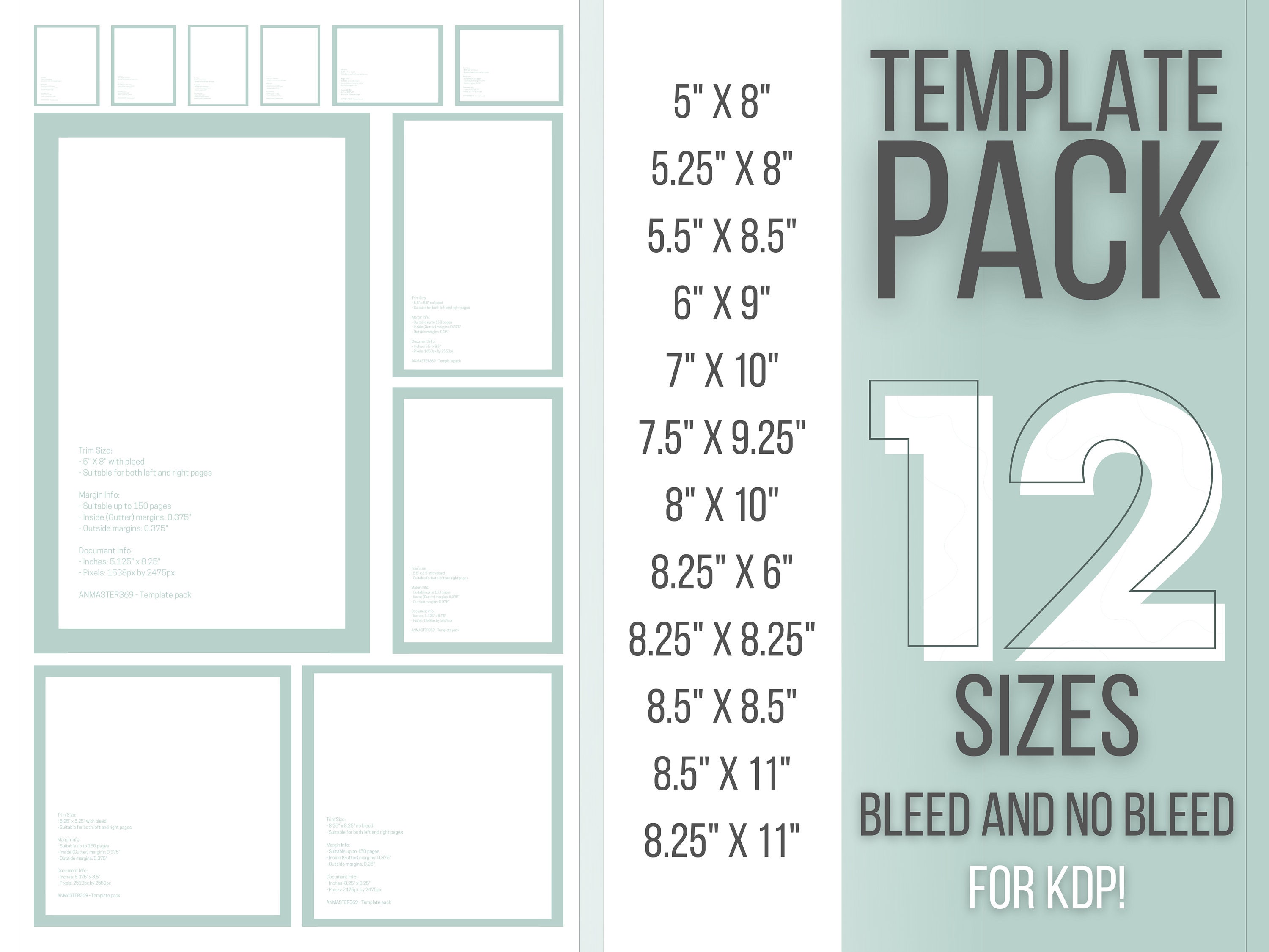KDP Interior Template Pack KDP Interior Templates for Margins in 12 KDP Interior Template Pack KDP Interior Templates for Margins in 12