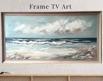 Vintage Coastal Samsung Frame TV Art - Beach Seascape (Digital Download)