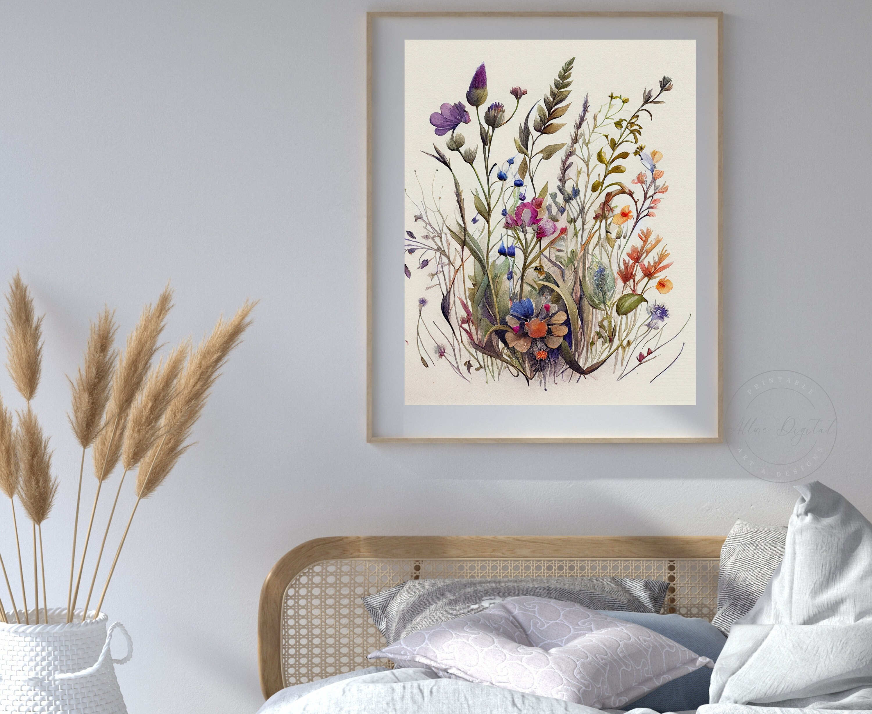 Wildflower Prints, Set of 4, Digital Download, Watercolor Flowers ...