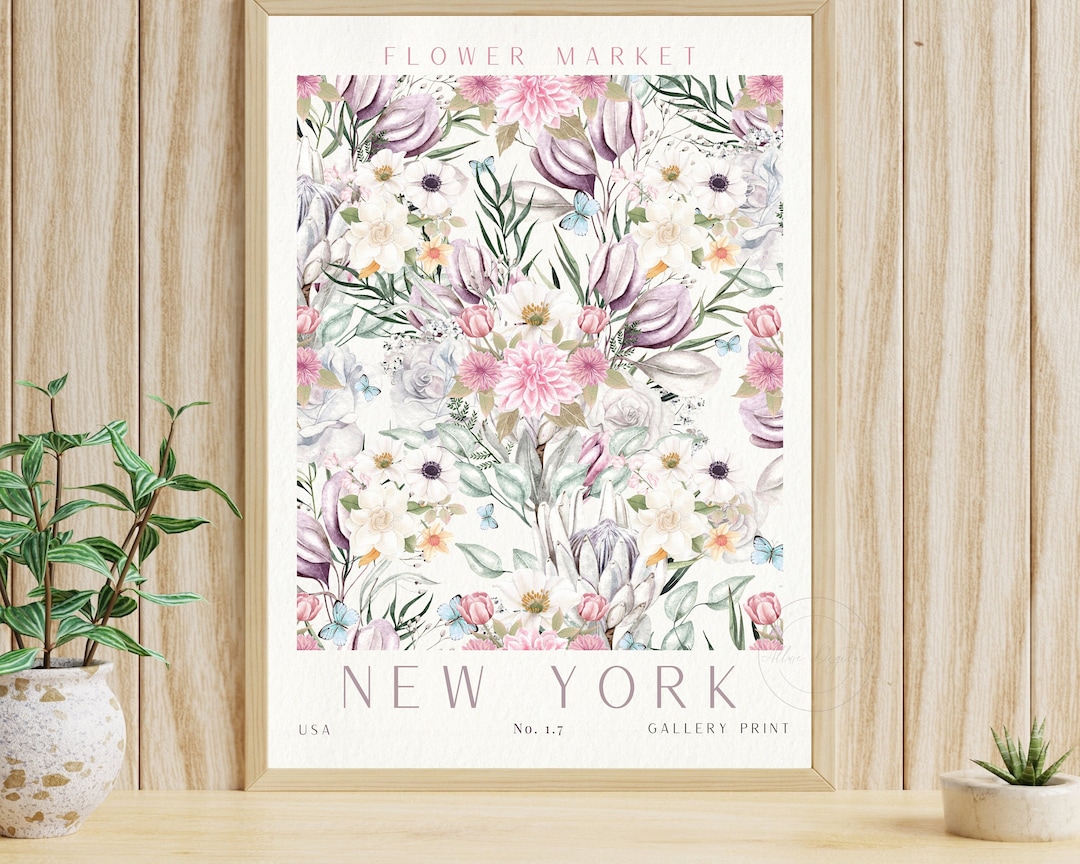 Flower Market New York, Digital Download, New York, Printable Wall Art