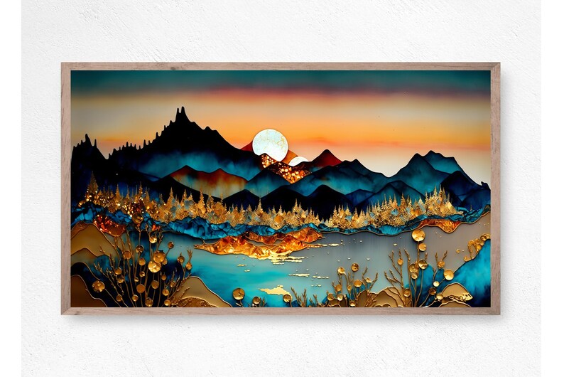 Samsung Frame TV Art Abstract Art Mountains Landscape Samsung TV Art