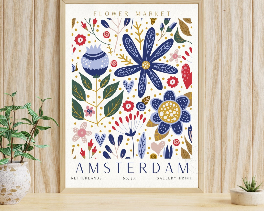 Amsterdam Flower Market Print, Digital Download Printable Wall Art ...
