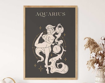 Aquarius Poster | Astrology | Wall Art | Printable | Gift | Wall Art Digital Download