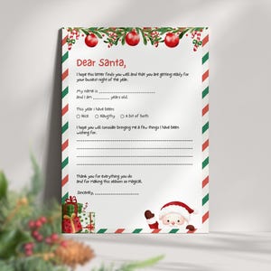 Brief an den Weihnachtsmann Vorlage Deutsch, Wunschliste für Kinder, personalisierbarer Weihnachtsbrief, Weihnachtsaktivität für die Familie