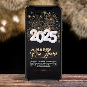 Digitale Neujahrskarte Grußkarte 2025 Canva Vorlage, Minimalistisches Design, Neujahrswünsche Grußkarte, Last Minute Grußkarte, DIY Karte