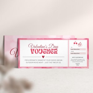 Vale personalizable para San Valentín, regalo romántico, billete de vale diseñado individualmente, idea de regalo de última hora